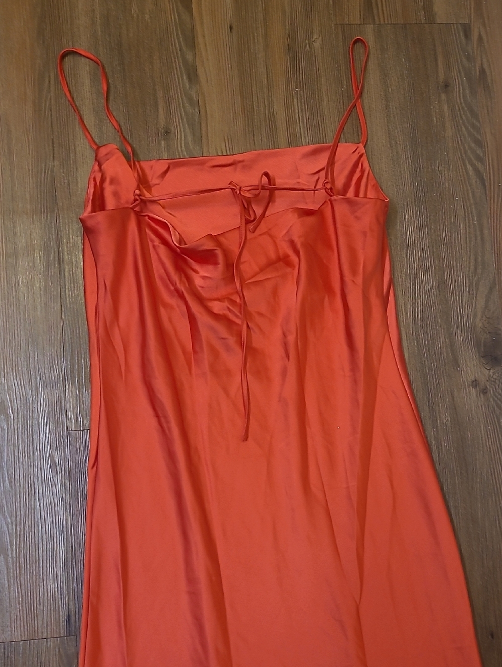 Old Navy Strapless Satin Slip Dress in Coral Orange for women new color red. - Picture 9 of 11